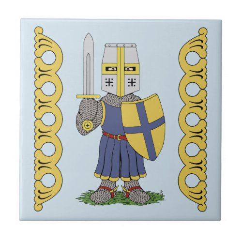 Cute Medieval Knight Ceramic Tile