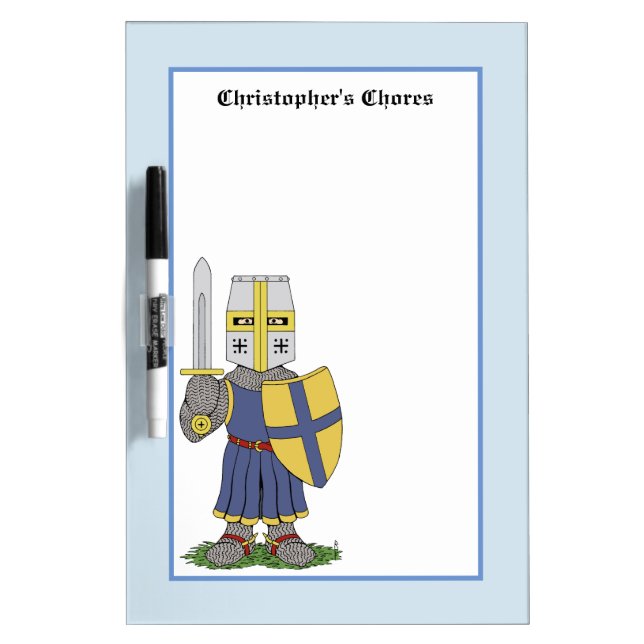 Cute Medieval Knight Dry Erase Board (Front)