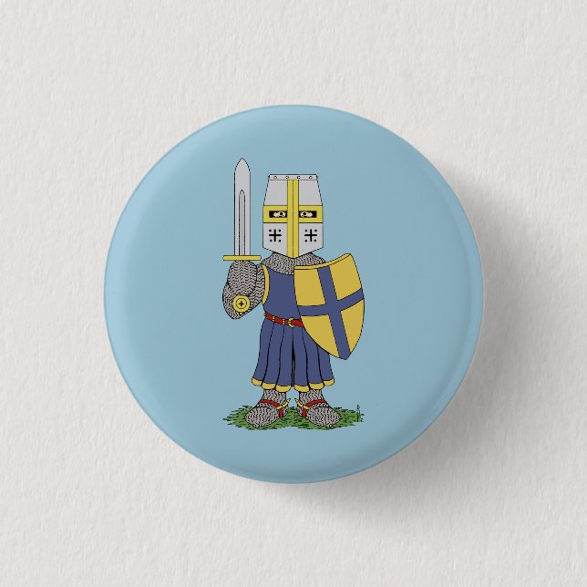 Cute Medieval Knight Pinback Button (Front)