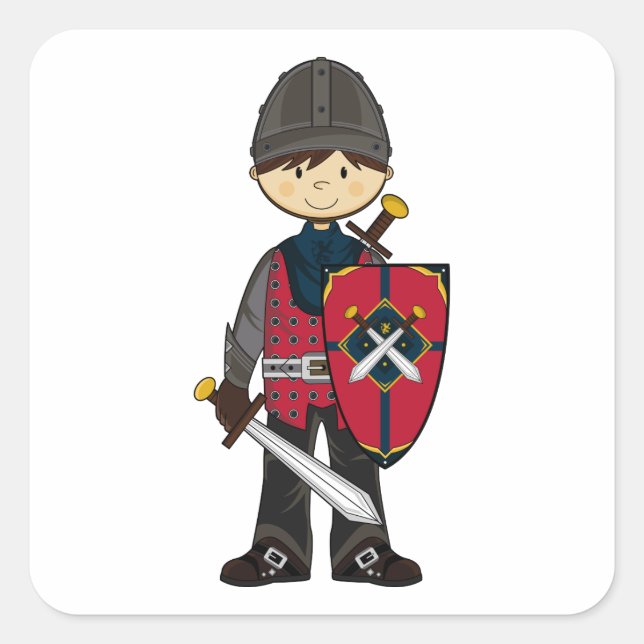 Cute Medieval Knight Sticker (Front)