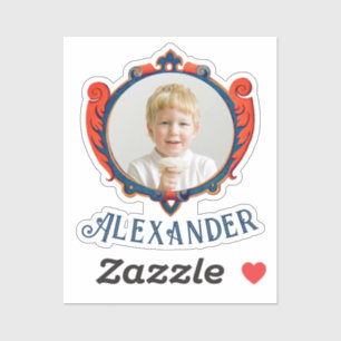 Cute Medieval Red Blue Prince Royal Shield Photo Sticker
