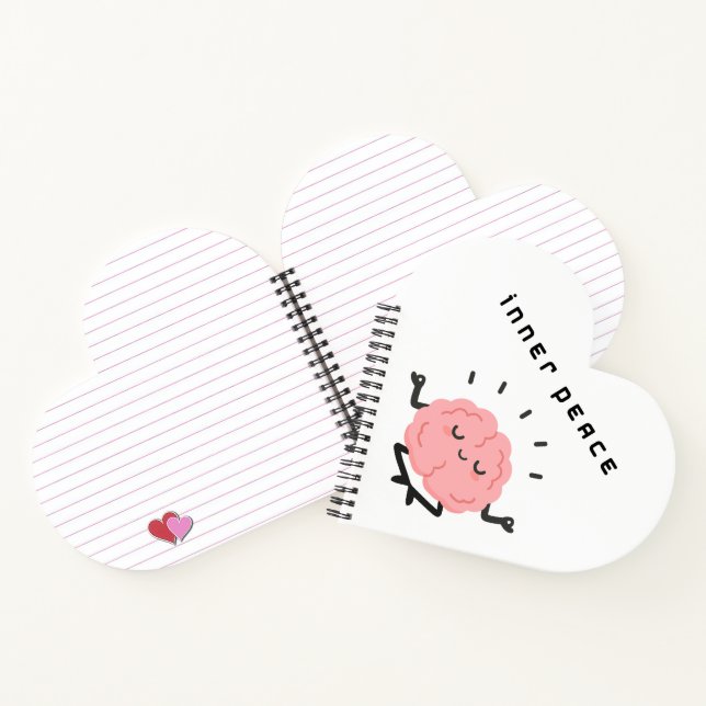 Cute Meditating Brain & Minimalist Inner Peace Notebook (Inside)