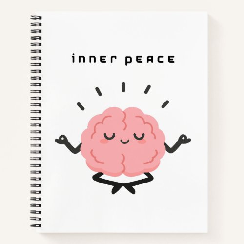 Cute Meditating Brain & Minimalist Inner Peace Notebook