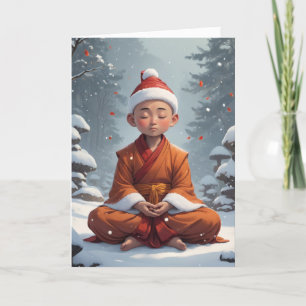 Cute Meditating Buddhist Christmas Custom Message Holiday Card