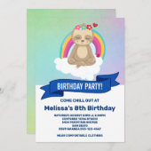 Cute Meditating Sloth Yoga Birthday Party Invitation (Front/Back)