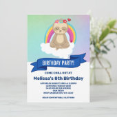 Cute Meditating Sloth Yoga Birthday Party Invitation (Standing Front)