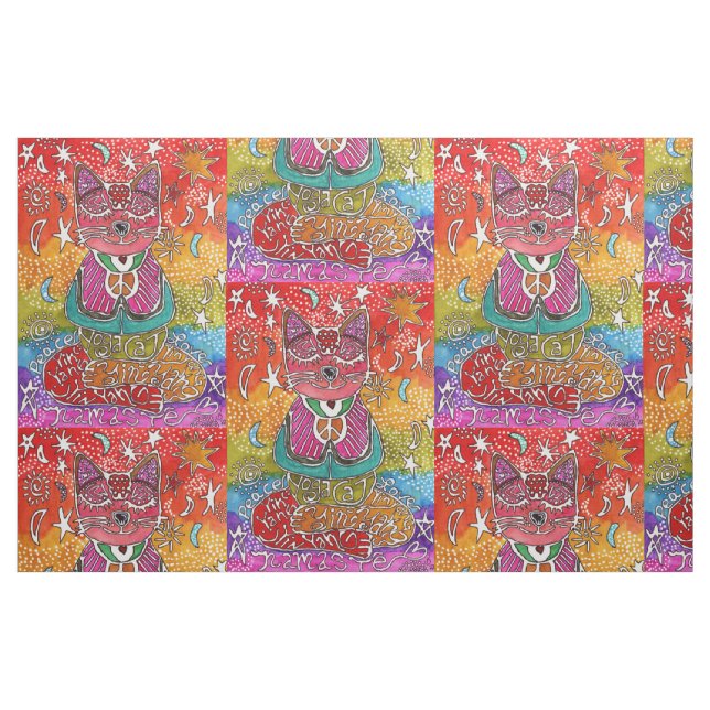 Cute Meditation Yoga Cat Fabric (Fat Quarter)