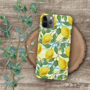 Cute Mediterranean Summer Lemon Fruit Art Pattern iPhone 11 Pro Max Case