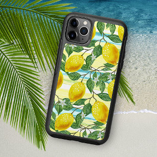 Cute Mediterranean Summer Lemon Fruit Art Pattern iPhone 13 Case