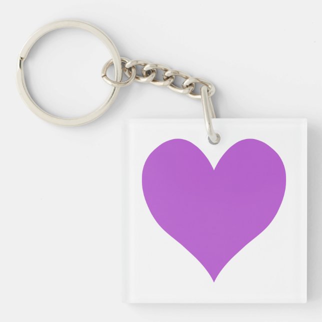 Cute Medium Orchid Heart Keychain (Front)