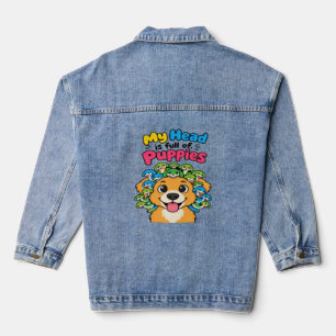 Cute Medusa Puppy Mythological Dog Funny Sports Ma Denim Jacket