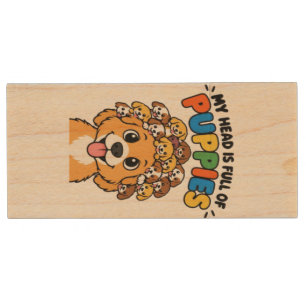 Cute Medusa Puppy Mythological Dog Funny Sports Ma Wood Flash Drive