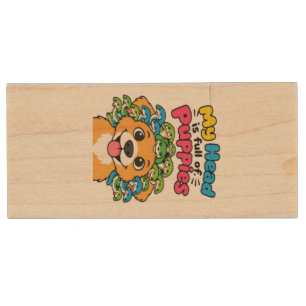 Cute Medusa Puppy Mythological Dog Funny Wood Flash Drive