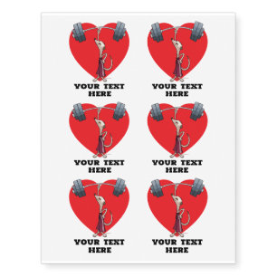 Cute Meerkat Add Your Text Weightlifter Cartoon Temporary Tattoos