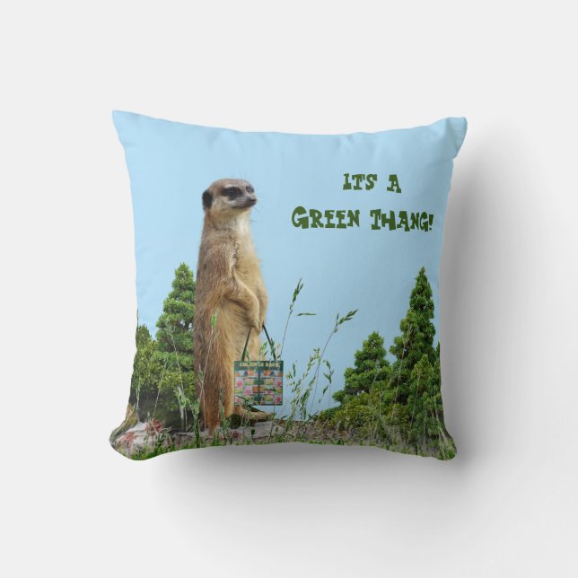 Cute Meerkat animal - Throw Pillow (Front)