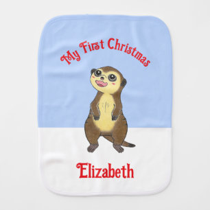 Cute Meerkat Baby First Christmas Burp Cloth