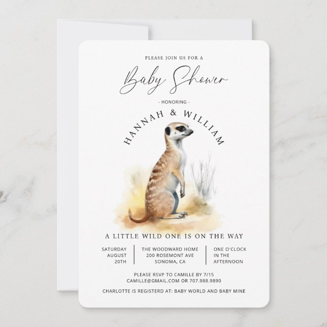 Cute Meerkat Baby Shower Gender Neutral  Invitation (Front)