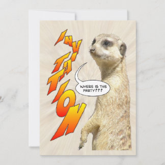 Cute Meerkat Furry Party Invitation Card