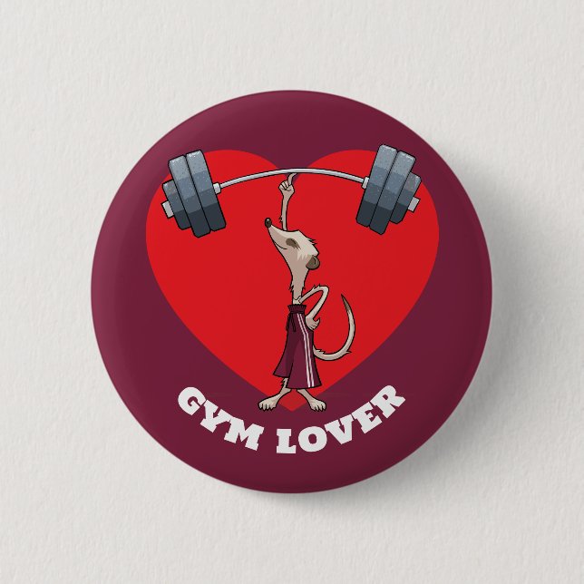 Cute Meerkat Gym Lover Funny Weightlifting Cartoon Button (Front)