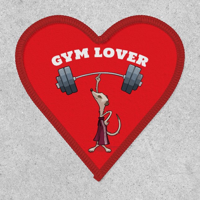Cute Meerkat Gym Lover Funny Weightlifting Cartoon Patch (Front)