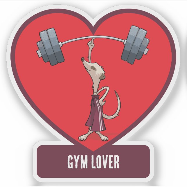 Cute Meerkat Gym Lover Funny Weightlifting Cartoon Sticker (Front)