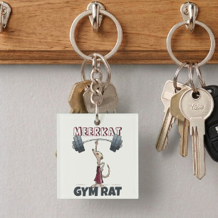 Cute Meerkat Gym Rat Funny Weightlifter Cartoon Keychain
