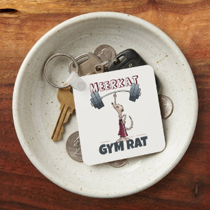 Cute Meerkat Gym Rat Funny Weightlifter Cartoon Keychain