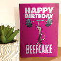 Cute Meerkat Happy Birthday Beefcake Gym Cartoon