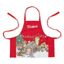 Cute Meerkat Holiday Gingerbread house Kid's Apron
