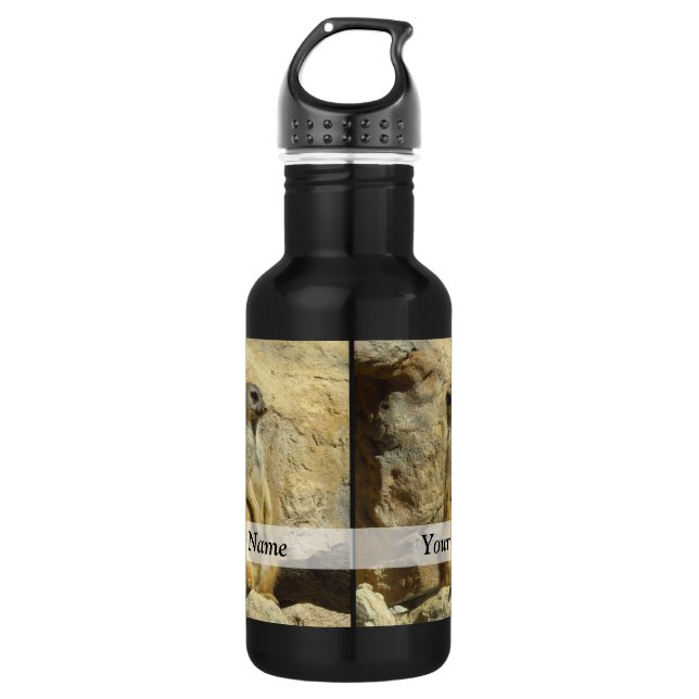 Cute meerkat photograph stainless steel water bottle (Front)