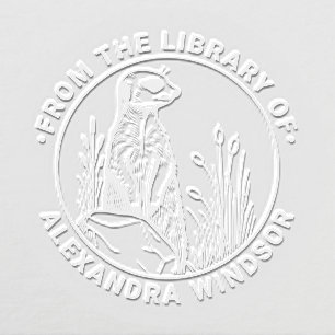 Cute Meerkat Standing #1 Library Book Name Embosser