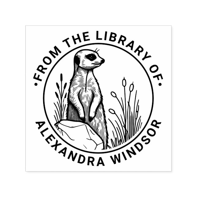 Cute Meerkat Standing #1 Library Book Name Self-inking Stamp (Design)