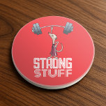 Cute Meerkat Strong Stuff Weightlifting Cartoon Coaster