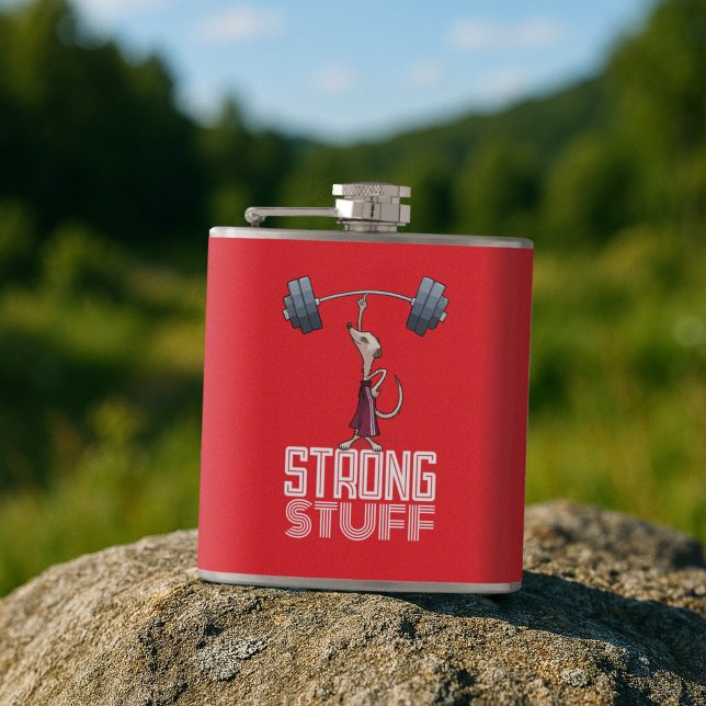 Cute Meerkat Strong Stuff Weightlifting Cartoon Flask (Creator Uploaded)