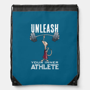 Cute Meerkat Unleash Your Inner Athlete Cartoon Drawstring Bag