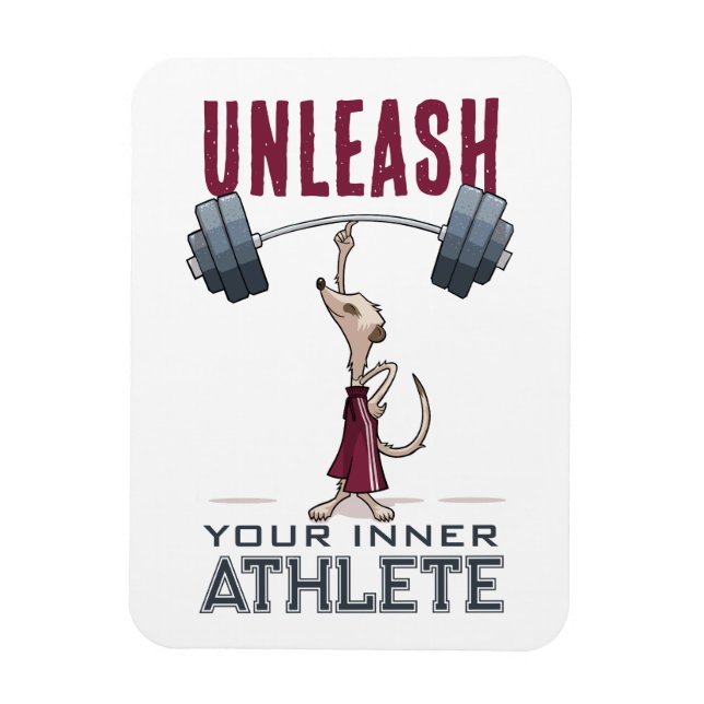 Cute Meerkat Unleash Your Inner Athlete Cartoon Magnet (Vertical)