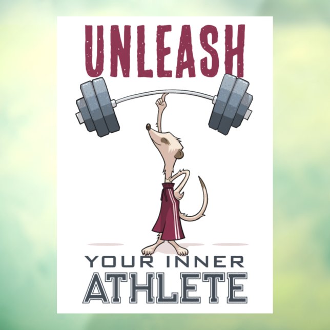 Cute Meerkat Unleash Your Inner Athlete Cartoon Window Cling (Sheet 3)