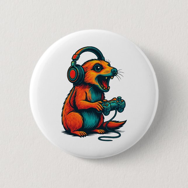 Cute Meerkat Video Game Controller Funny Gamer  Button (Front)