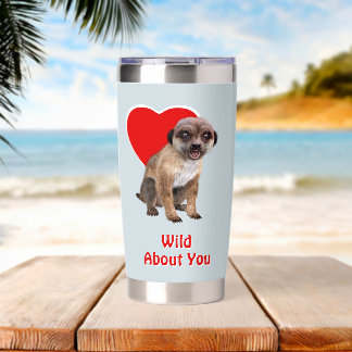 Cute Meerkat Wild About You Red Heart Love Insulated Tumbler