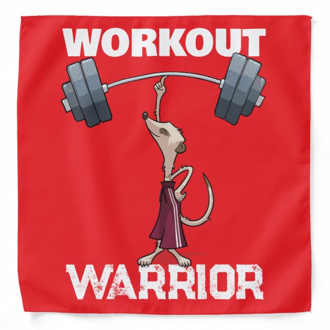 Cute Meerkat Workout Warrior Weightlifting Cartoon Bandana (Front)