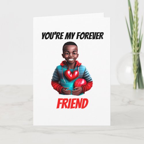 Cute melanin boy forever friend besties  holiday card