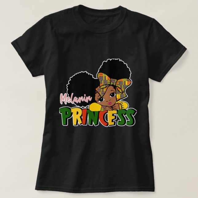 Cute Melanin Princess Black History T-Shirt (Design Front)