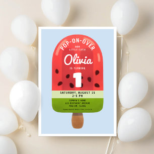 Cute Melon Popsicle Girl First Birthday Invitation