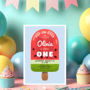 Cute Melon Popsicle Girl First Birthday Invitation