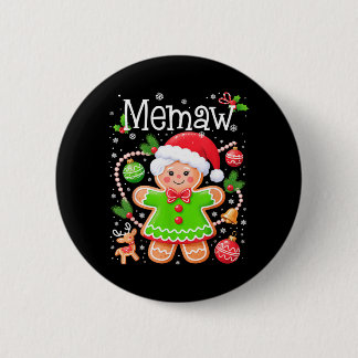 Cute Memaw Gingerbread Family Matching Christmas Button