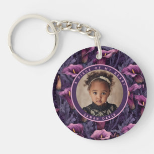 Cute memorial keepsake Calla Lilies Floral Keychain