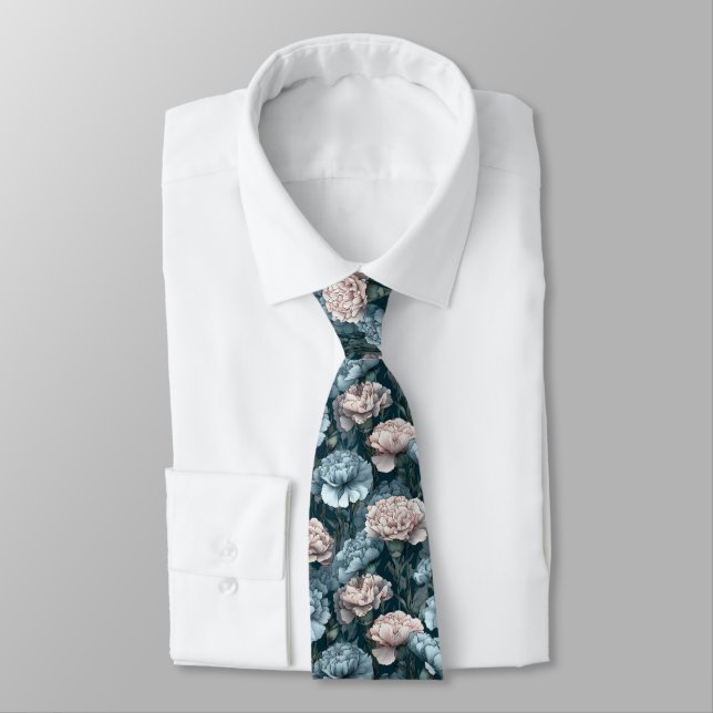 Cute Men Gifts Carnation Floral Neck Tie (Tied)