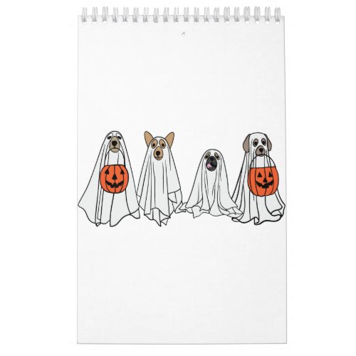 Cute men women Halloween dog dogs ghost pumpkin co Calendar