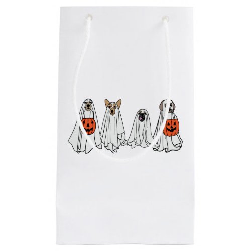 Cute men women Halloween dog dogs ghost pumpkin co Small Gift Bag