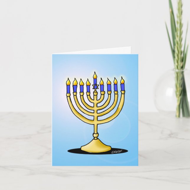 Cute Menorah Hanukkah Card (Front)